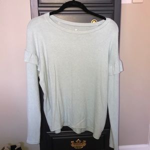 soft blue ruffle sleeve sweater